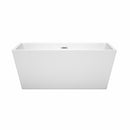 Wyndham Sara 59" Freestanding Bathtub in White with Polished Chrome Drain and Overflow Trim WCBTK151459