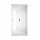 Wyndham Sara 59" Freestanding Bathtub in White with Floor Mounted Faucet Drain and Overflow Trim in Polished Chrome WCBTK151459ATP11PC