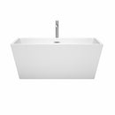 Wyndham Sara 59" Freestanding Bathtub in White with Floor Mounted Faucet Drain and Overflow Trim in Polished Chrome WCBTK151459ATP11PC