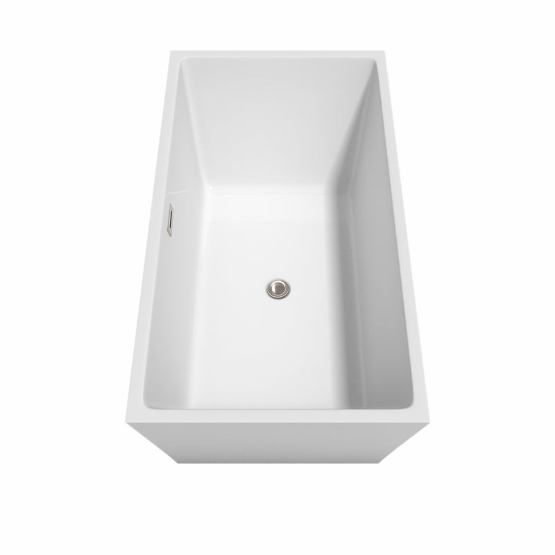 Wyndham Sara 59" Soaking Bathtub in White with Brushed Nickel Trim WCBTK151459BNTRIM