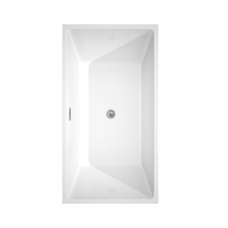 Wyndham Sara 59" Soaking Bathtub in White with Brushed Nickel Trim WCBTK151459BNTRIM