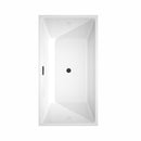 Wyndham Sara 59" Soaking Bathtub in White with Floor Mounted Faucet Drain and Overflow Trim in Matte Black WCBTK151459MBATPBK