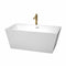 Wyndham Sara 59" Soaking Bathtub In White With Polished Chrome Trim And Floor Mounted Faucet In Brushed Gold WCBTK151459PCATPGD