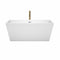 Wyndham Sara 59" Soaking Bathtub in White with Polished Chrome Trim and Floor Mounted Faucet in Brushed Gold WCBTK151459PCATPGD