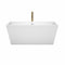 Wyndham Sara 59" Soaking Bathtub in White with Shiny White Trim and Floor Mounted Faucet in Brushed Gold WCBTK151459SWATPGD