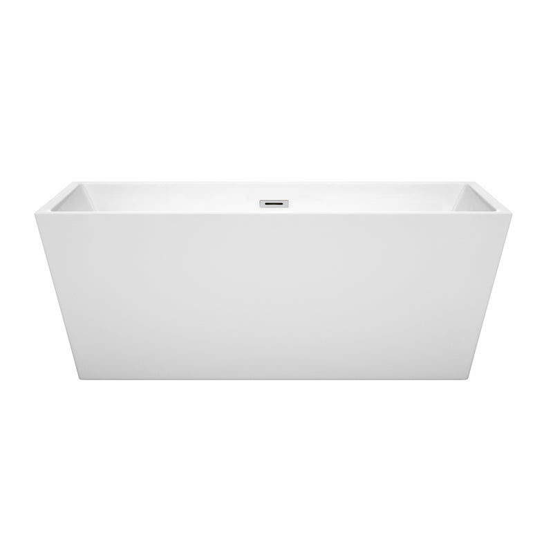 Wyndham Sara 63" Freestanding Bathtub in White with Polished Chrome Drain and Overflow Trim WCBTK151463