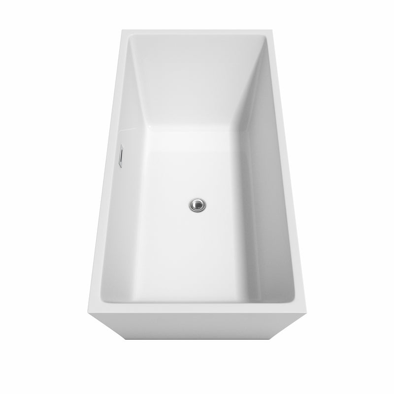 Wyndham Sara 63" Soaking Bathtub in White with Polished Chrome Trim and Floor Mounted Faucet in Brushed Gold WCBTK151463PCATPGD