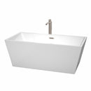 Wyndham Sara 63" Soaking Bathtub In White Brushed Nickel Trim And Brushed Nickel Floor Mounted Faucet WCBTK151463ATP11BN