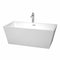 Wyndham Sara 63" Freestanding Bathtub In White With Floor Mounted Faucet Drain And Overflow Trim In Polished Chrome WCBTK151463ATP11PC