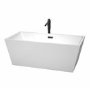 Wyndham Sara 63" Soaking Bathtub In White With Floor Mounted Faucet Drain And Overflow Trim In Matte Black WCBTK151463MBATPBK