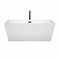 Wyndham Sara 63" Soaking Bathtub in White with Floor Mounted Faucet Drain and Overflow Trim in Matte Black WCBTK151463MBATPBK