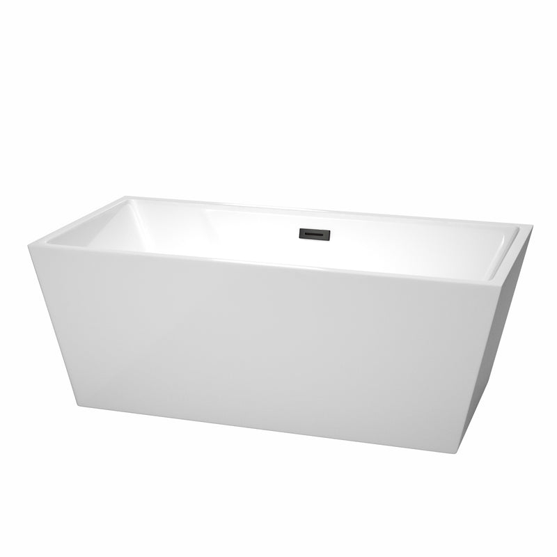 Wyndham Sara 63" Soaking Bathtub In White With Matte Black Trim WCBTK151463MBTRIM