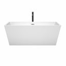 Wyndham Sara 63" Soaking Bathtub in White with Polished Chrome Trim and Floor Mounted Faucet in Matte Black WCBTK151463PCATPBK