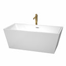 Wyndham Sara 63" Soaking Bathtub In White With Polished Chrome Trim And Floor Mounted Faucet In Brushed Gold WCBTK151463PCATPGD