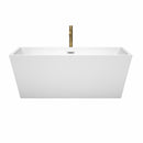 Wyndham Sara 63" Soaking Bathtub in White with Polished Chrome Trim and Floor Mounted Faucet in Brushed Gold WCBTK151463PCATPGD