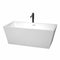 Wyndham Sara 63" Soaking Bathtub In White With Shiny White Trim And Floor Mounted Faucet In Matte Black WCBTK151463SWATPBK