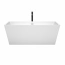 Wyndham Sara 63" Soaking Bathtub in White with Shiny White Trim and Floor Mounted Faucet in Matte Black WCBTK151463SWATPBK