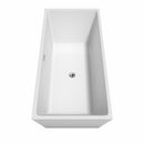 Wyndham Sara 67" Freestanding Bathtub in White with Floor Mounted Faucet Drain and Overflow Trim in Polished Chrome WCBTK151467ATP11PC