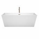 Wyndham Sara 67" Soaking Bathtub in White Brushed Nickel Trim and Brushed Nickel Floor Mounted Faucet WCBTK151467ATP11BN