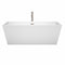 Wyndham Sara 67" Soaking Bathtub in White Brushed Nickel Trim and Brushed Nickel Floor Mounted Faucet WCBTK151467ATP11BN