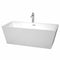 Wyndham Sara 67" Freestanding Bathtub In White With Floor Mounted Faucet Drain And Overflow Trim In Polished Chrome WCBTK151467ATP11PC