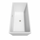 Wyndham Sara 67" Soaking Bathtub in White Brushed Nickel Trim and Brushed Nickel Floor Mounted Faucet WCBTK151467ATP11BN