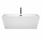 Wyndham Sara 67" Soaking Bathtub in White with Floor Mounted Faucet Drain and Overflow Trim in Matte Black WCBTK151467MBATPBK