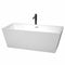 Wyndham Sara 67" Soaking Bathtub In White With Polished Chrome Trim And Floor Mounted Faucet In Matte Black WCBTK151467PCATPBK