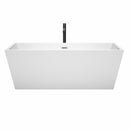 Wyndham Sara 67" Soaking Bathtub in White with Polished Chrome Trim and Floor Mounted Faucet in Matte Black WCBTK151467PCATPBK