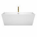 Wyndham Sara 67" Soaking Bathtub in White with Polished Chrome Trim and Floor Mounted Faucet in Brushed Gold WCBTK151467PCATPGD