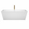 Wyndham Sara 67" Soaking Bathtub in White with Shiny White Trim and Floor Mounted Faucet in Brushed Gold WCBTK151467SWATPGD