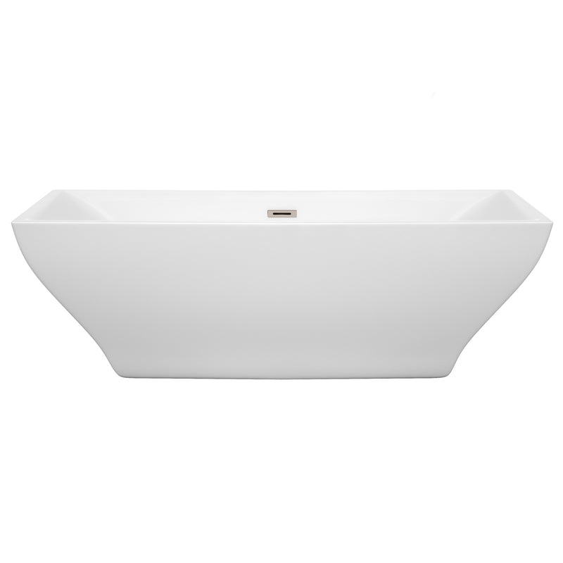 Wyndham Maryam 71" Soaking Bathtub in White with Brushed Nickel Trim WCBTK151871BNTRIM