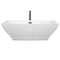 Wyndham Maryam 71" Soaking Bathtub in White with Floor Mounted Faucet Drain and Overflow Trim in Matte Black WCBTK151871MBATPBK