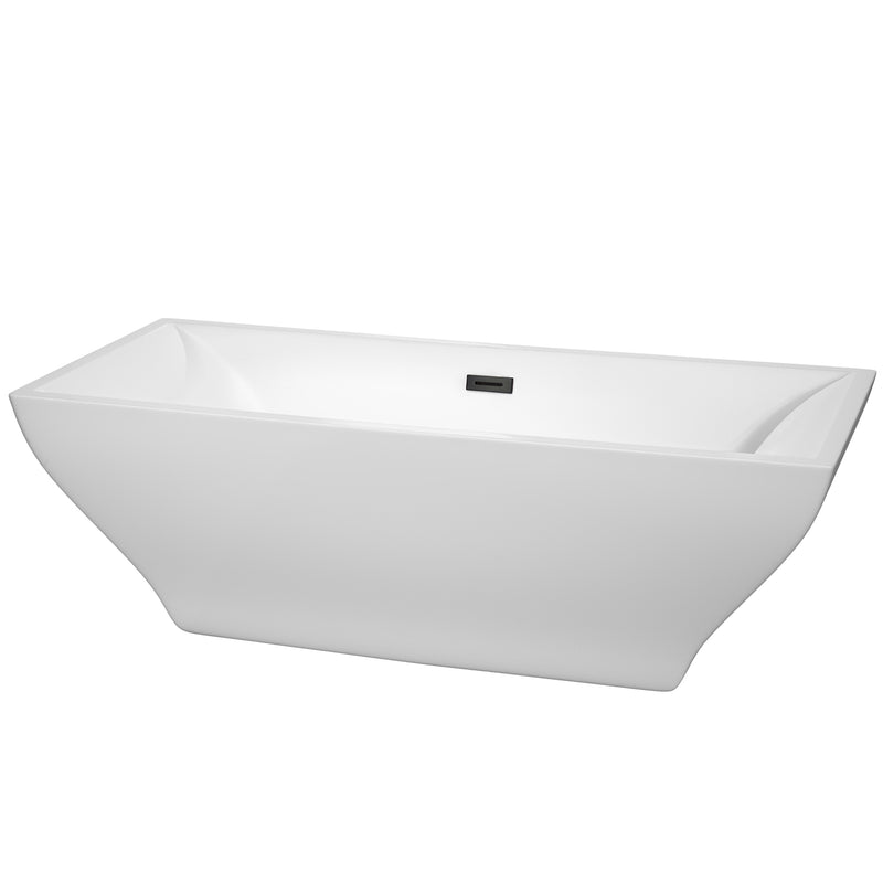 Wyndham Maryam 71" Soaking Bathtub In White With Matte Black Trim WCBTK151871MBTRIM