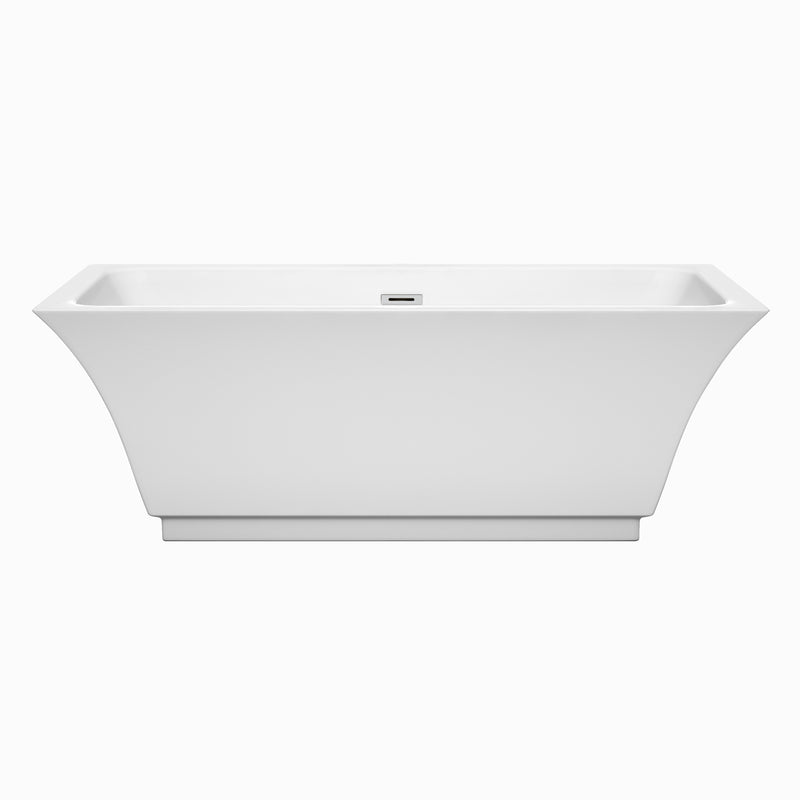 Wyndham Galina 67" Freestanding Bathtub in White with Polished Chrome Drain and Overflow Trim WCBTK151967