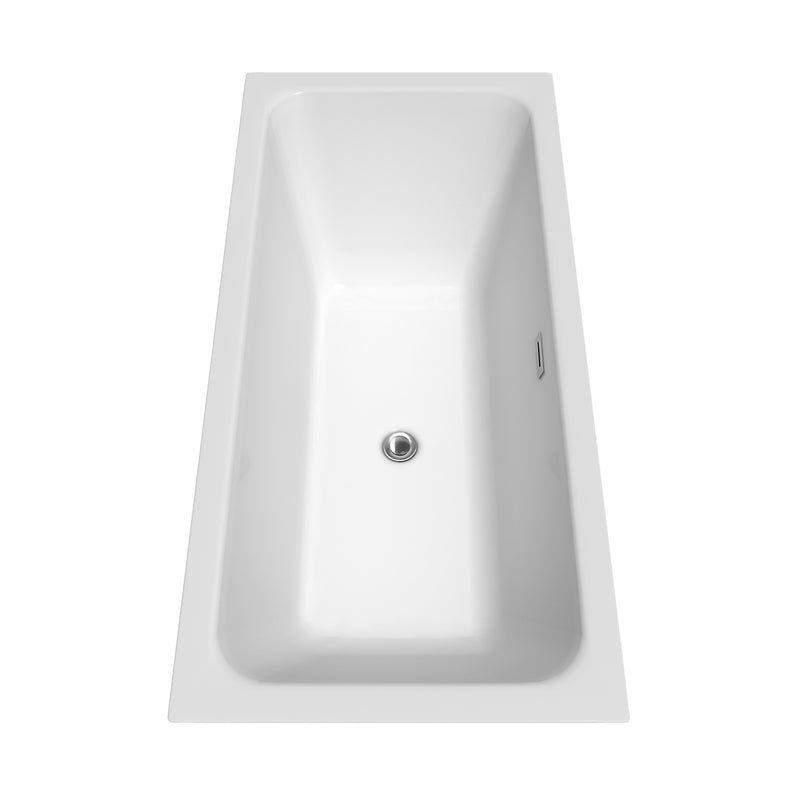 Wyndham Galina 67" Freestanding Bathtub in White with Floor Mounted Faucet Drain and Overflow Trim in Polished Chrome WCBTK151967ATP11PC