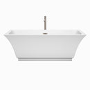 Wyndham Galina 67" Soaking Bathtub in White Brushed Nickel Trim and Brushed Nickel Floor Mounted Faucet WCBTK151967ATP11BN