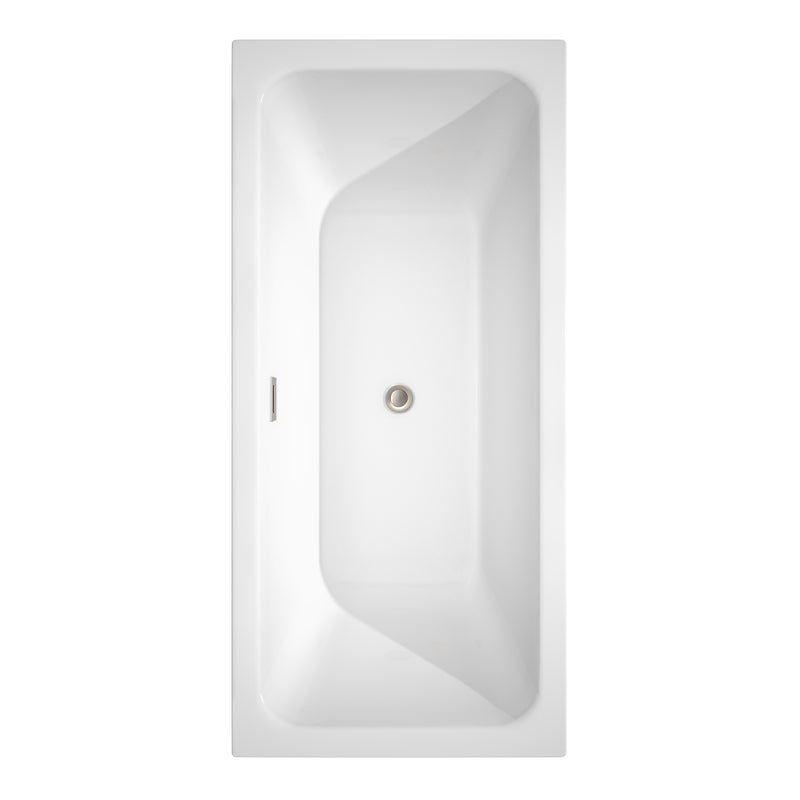 Wyndham Galina 67" Soaking Bathtub in White with Brushed Nickel Trim WCBTK151967BNTRIM