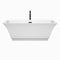 Wyndham Galina 67" Soaking Bathtub in White with Floor Mounted Faucet Drain and Overflow Trim in Matte Black WCBTK151967MBATPBK