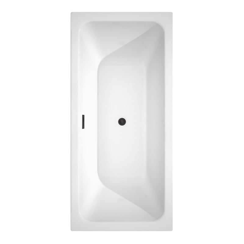 Wyndham Galina 67" Soaking Bathtub in White with Matte Black Trim WCBTK151967MBTRIM