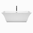 Wyndham Galina 67" Soaking Bathtub in White with Polished Chrome Trim and Floor Mounted Faucet in Matte Black WCBTK151967PCATPBK