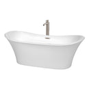 Wyndham Bolera 71" Soaking Bathtub In White Brushed Nickel Trim And Brushed Nickel Floor Mounted Faucet WCBTK152871ATP11BN