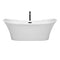 Wyndham Bolera 71" Soaking Bathtub in White with Floor Mounted Faucet Drain and Overflow Trim in Matte Black WCBTK152871MBATPBK