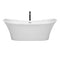 Wyndham Bolera 71" Soaking Bathtub in White with Polished Chrome Trim and Floor Mounted Faucet in Matte Black WCBTK152871PCATPBK