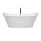 Wyndham Bolera 71" Soaking Bathtub in White with Shiny White Trim and Floor Mounted Faucet in Matte Black WCBTK152871SWATPBK