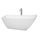 Wyndham Antigua 67" Soaking Bathtub In White Brushed Nickel Trim And Brushed Nickel Floor Mounted Faucet WCBTK153367ATP11BN