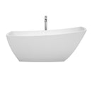 Wyndham Antigua 67" Soaking Bathtub in White Polished Chrome Trim and Polished Chrome Floor Mounted Faucet WCBTK153367ATP11PC