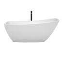 Wyndham Antigua 67" Soaking Bathtub in White with Polished Chrome Trim and Floor Mounted Faucet in Matte Black WCBTK153367PCATPBK