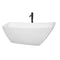 Wyndham Antigua 67" Soaking Bathtub In White With Shiny White Trim And Floor Mounted Faucet In Matte Black WCBTK153367SWATPBK