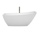 Wyndham Antigua 67" Soaking Bathtub in White with Shiny White Trim and Floor Mounted Faucet in Brushed Gold WCBTK153367SWATPGD